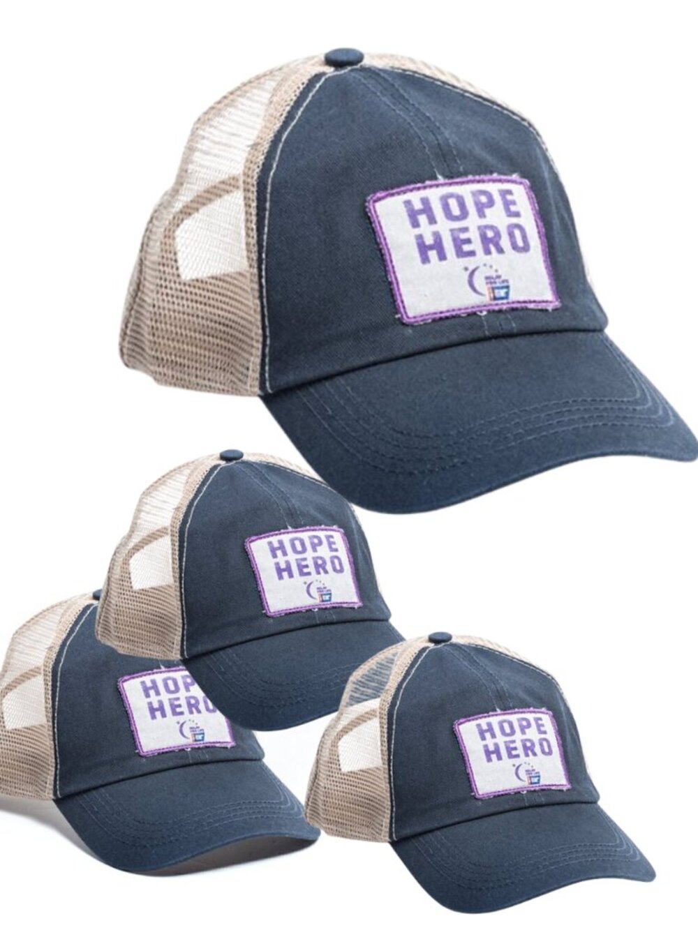 🆕 LOT OF 4 🎗️ NWT Relay For Life “HOPE HERO” Mesh Back Baseball Caps ✨